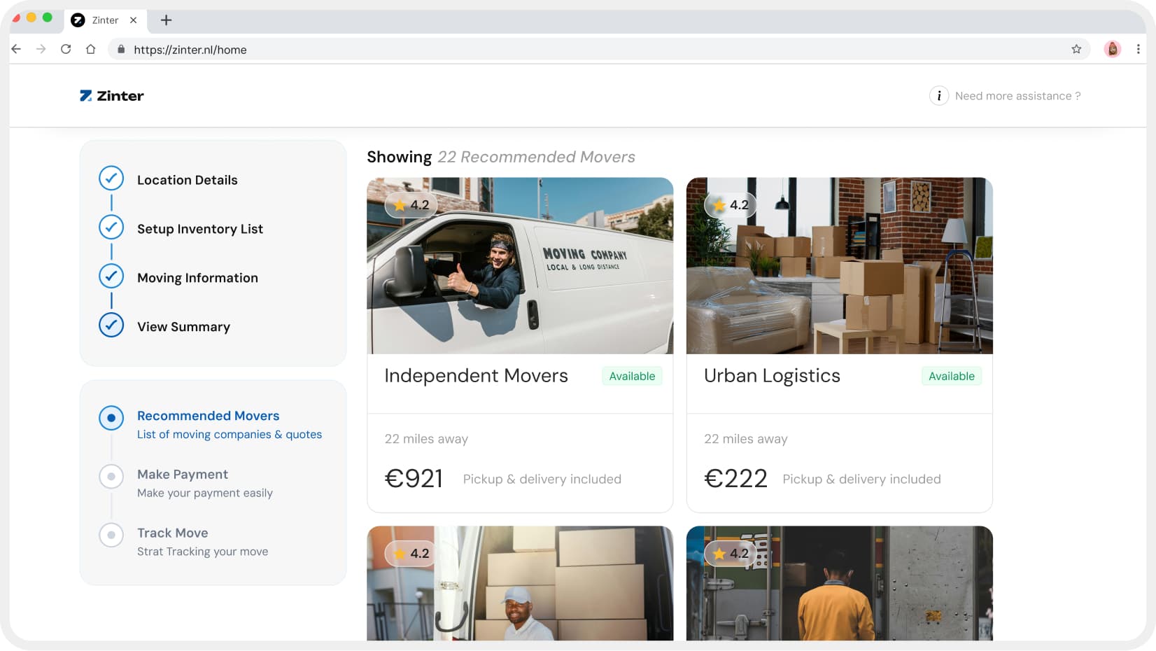 Zinter — General Users — Web screen 3
