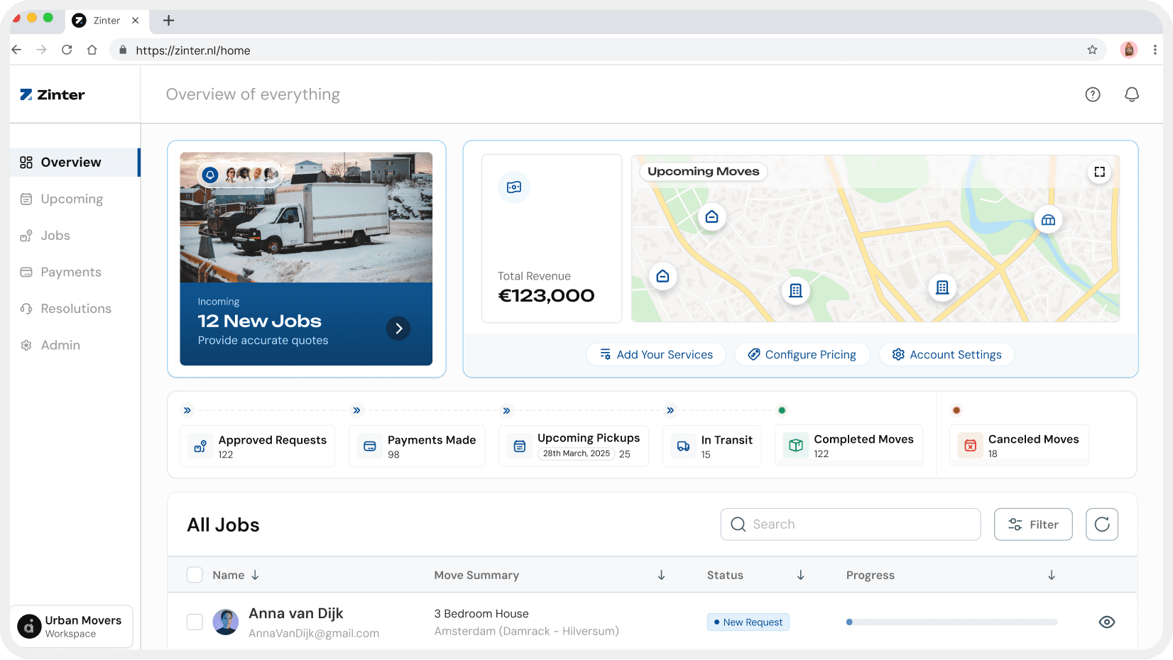 Zinter — Moving Companies Portal