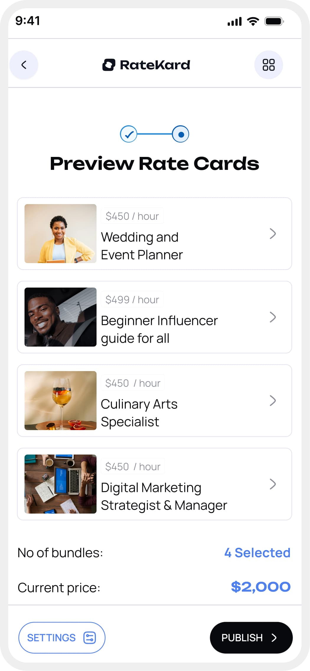 RateKard — Mobile App — Creator Experience screen 2